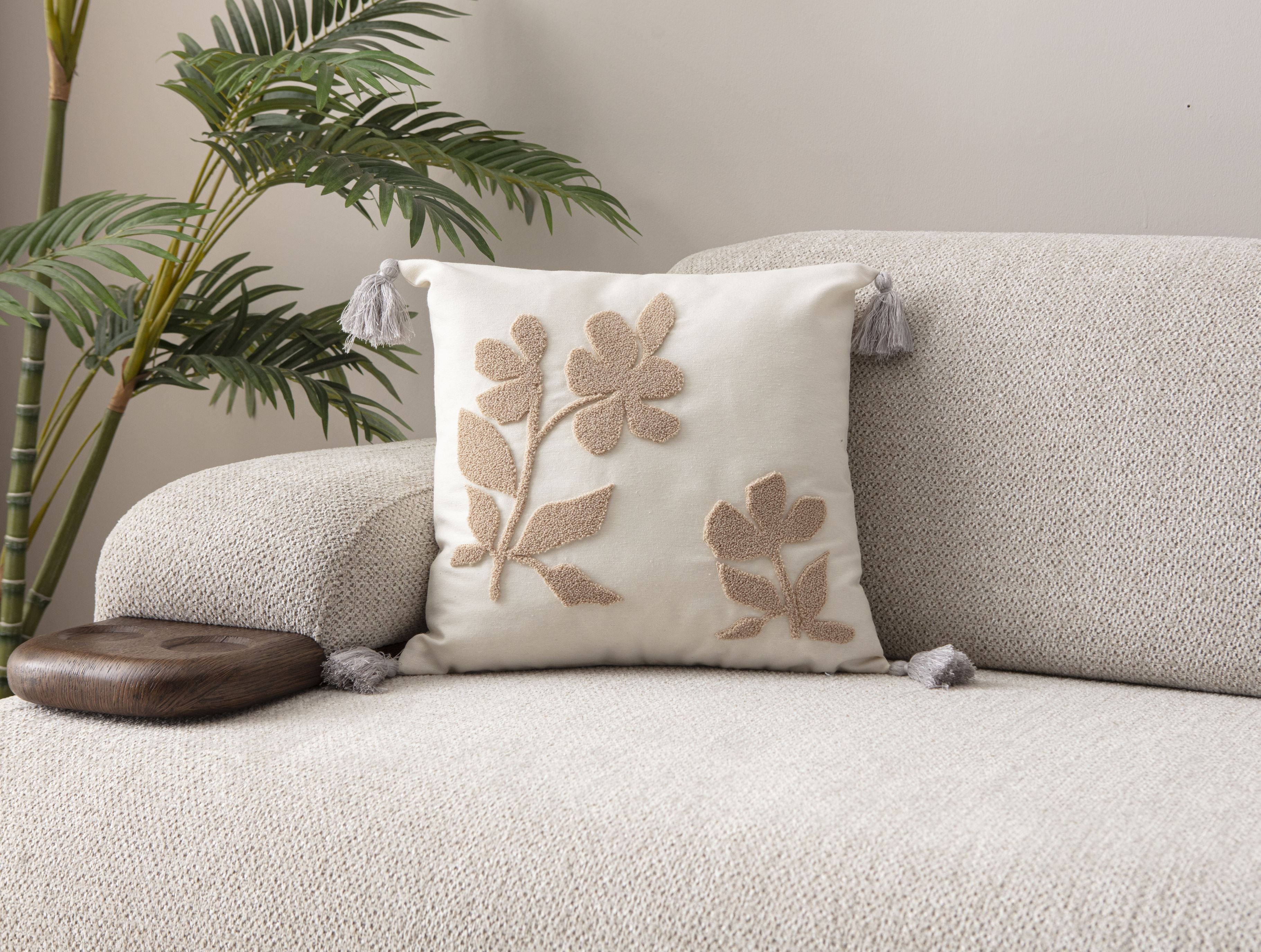 Comfort Punch Desenli Kırlent Kılıfı Kare Dekoratif Bohem Nakışlı Yastık Kılıfı