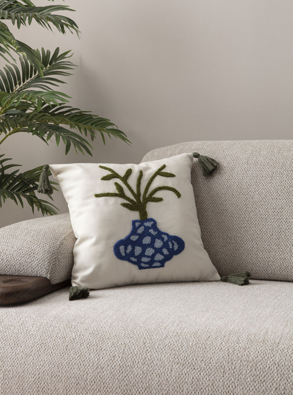 Comfort Punch Desenli Kırlent Kılıfı Kare Dekoratif Bohem Nakışlı Yastık Kılıfı