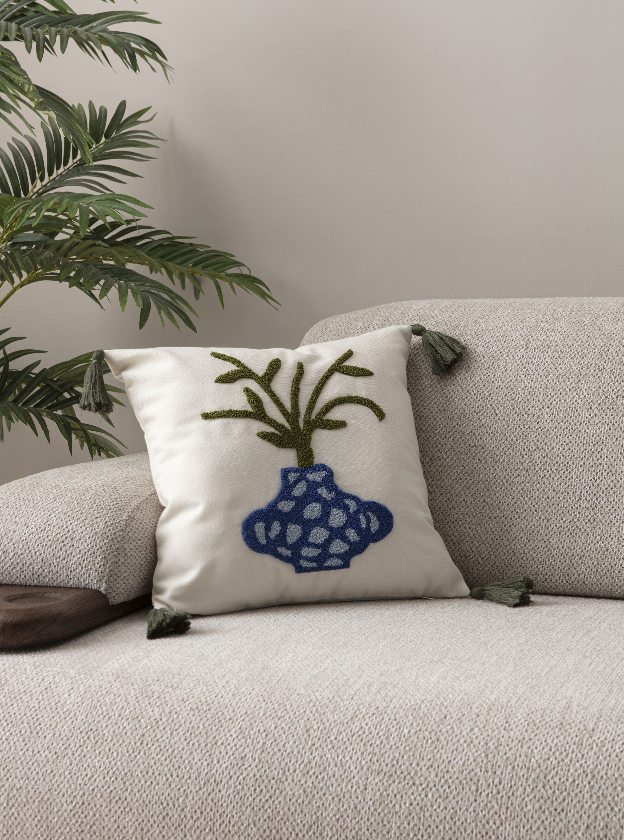 Comfort Punch Desenli Kırlent Kılıfı Kare Dekoratif Bohem Nakışlı Yastık Kılıfı