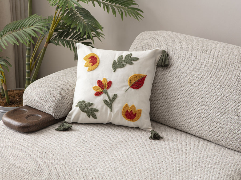 Comfort Punch Desenli Kırlent Kılıfı Kare Dekoratif Bohem Nakışlı Yastık Kılıfı