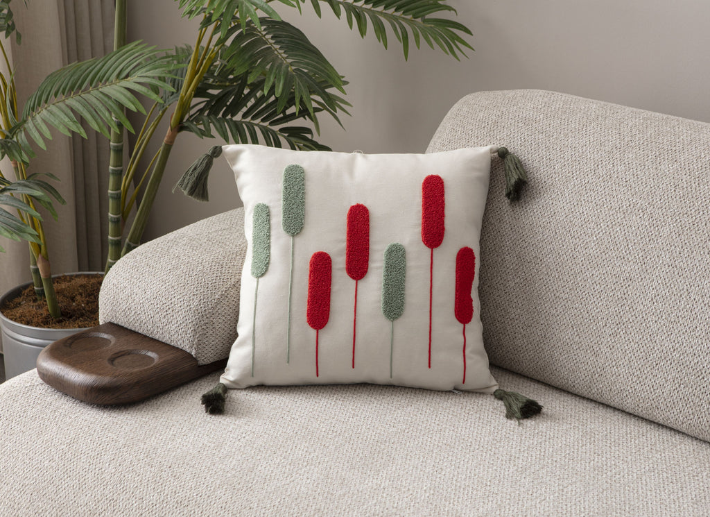 Comfort Punch Desenli Kırlent Kılıfı Kare Dekoratif Bohem Nakışlı Yastık Kılıfı