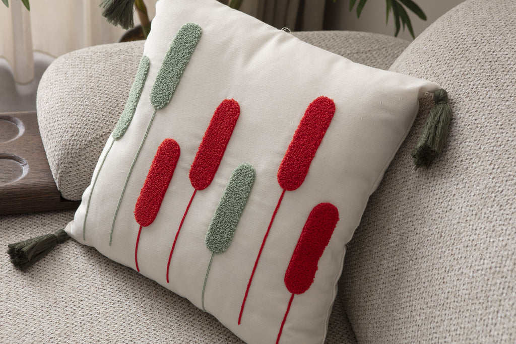 Comfort Punch Desenli Kırlent Kılıfı Kare Dekoratif Bohem Nakışlı Yastık Kılıfı