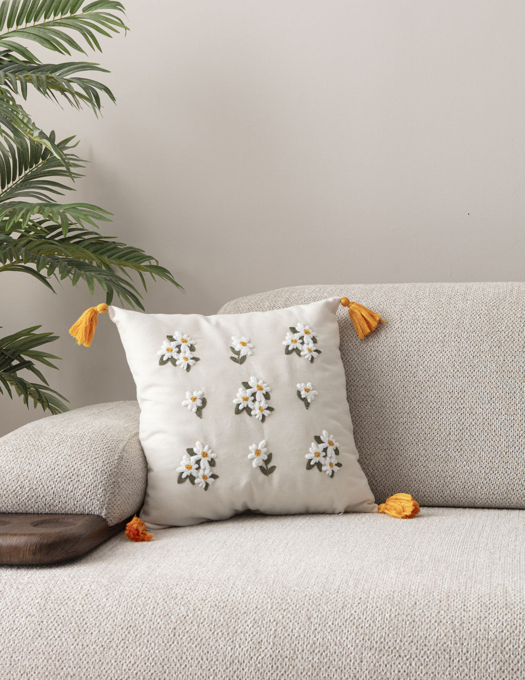 Comfort Punch Desenli Kırlent Kılıfı Kare Dekoratif Bohem Nakışlı Yastık Kılıfı