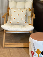 Bohem Tarzı Beyaz Zemin Üzerine Örgü/Düğüm Nakışlı Dekoratif Yastık