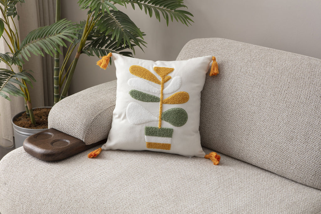 Comfort Punch Desenli Kırlent Kılıfı Kare Dekoratif Bohem Nakışlı Yastık Kılıfı