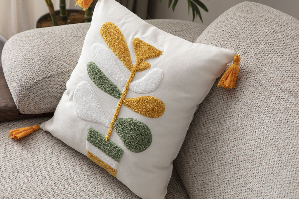 Comfort Punch Desenli Kırlent Kılıfı Kare Dekoratif Bohem Nakışlı Yastık Kılıfı