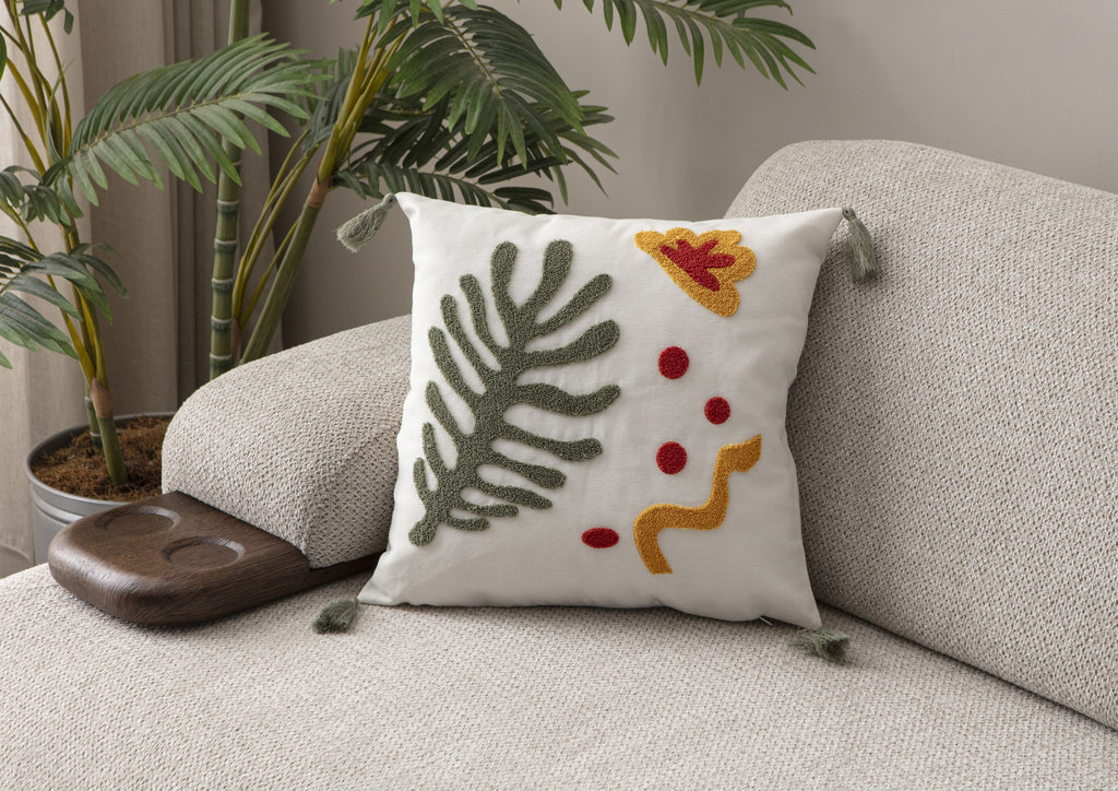 Comfort Punch Desenli Kırlent Kılıfı Kare Dekoratif Bohem Nakışlı Yastık Kılıfı