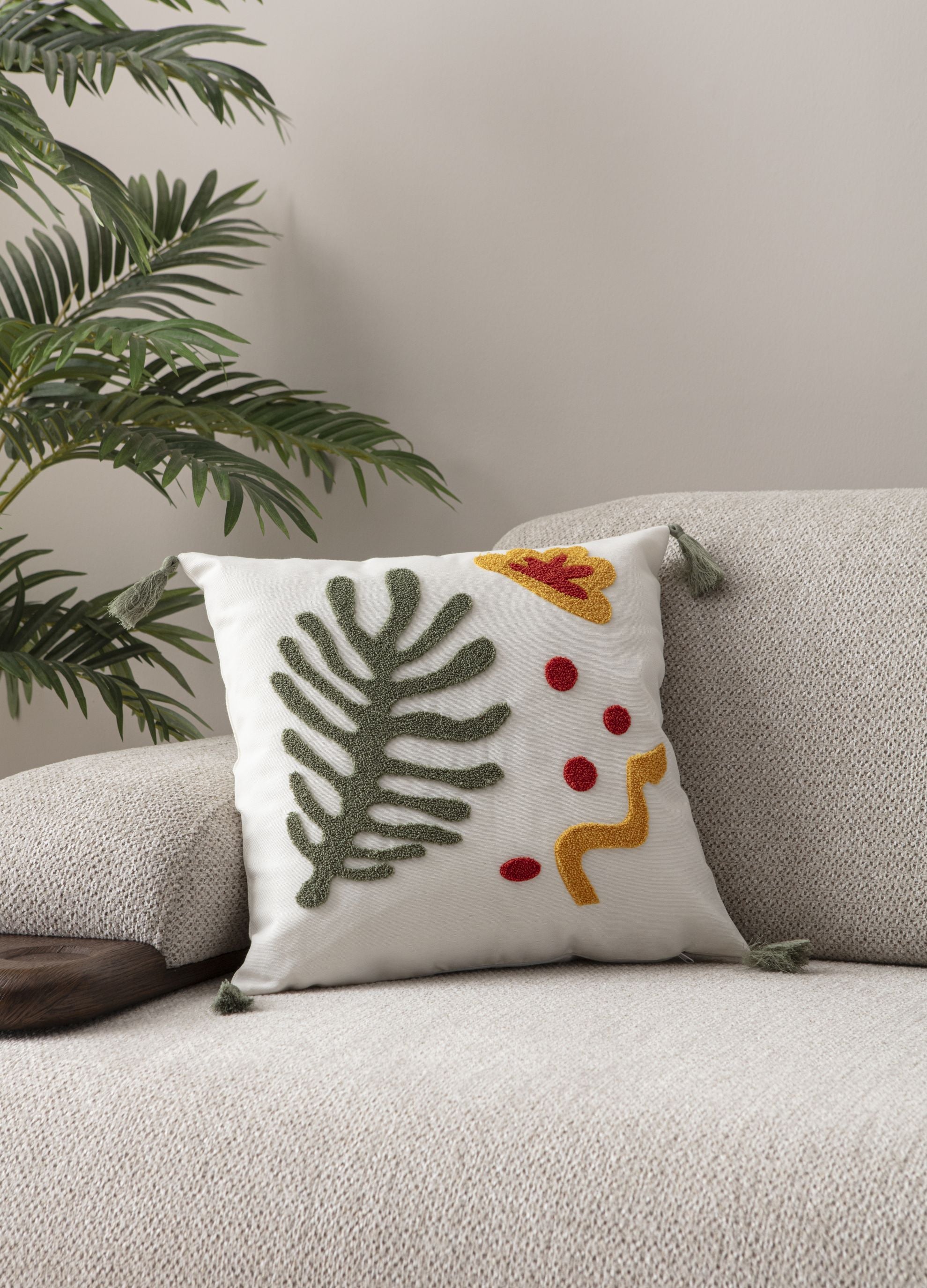 Comfort Punch Desenli Kırlent Kılıfı Kare Dekoratif Bohem Nakışlı Yastık Kılıfı