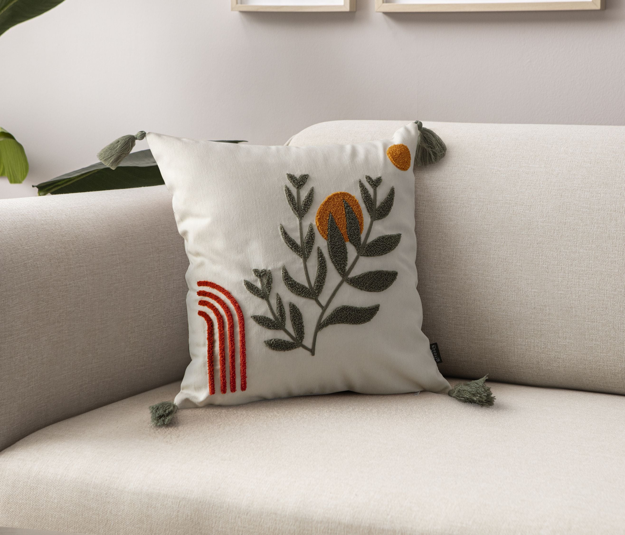 Comfort Punch Desenli Kırlent Kılıfı Kare Dekoratif Bohem Nakışlı Yastık Kılıfı