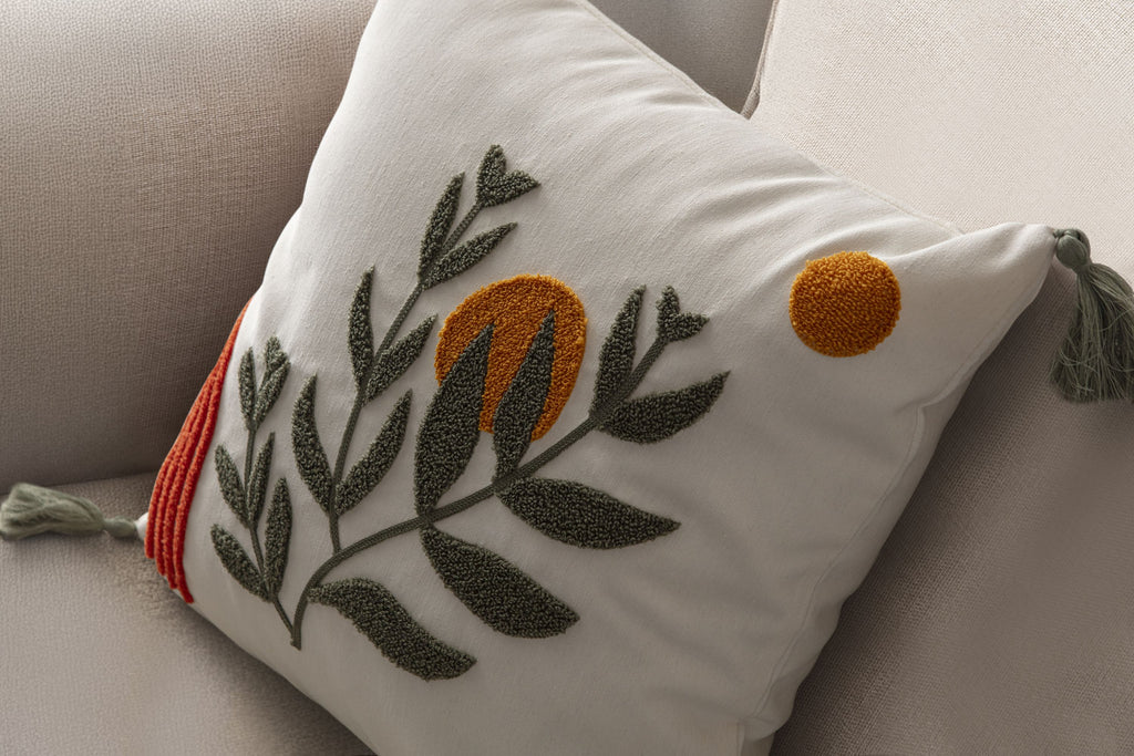 Comfort Punch Desenli Kırlent Kılıfı Kare Dekoratif Bohem Nakışlı Yastık Kılıfı