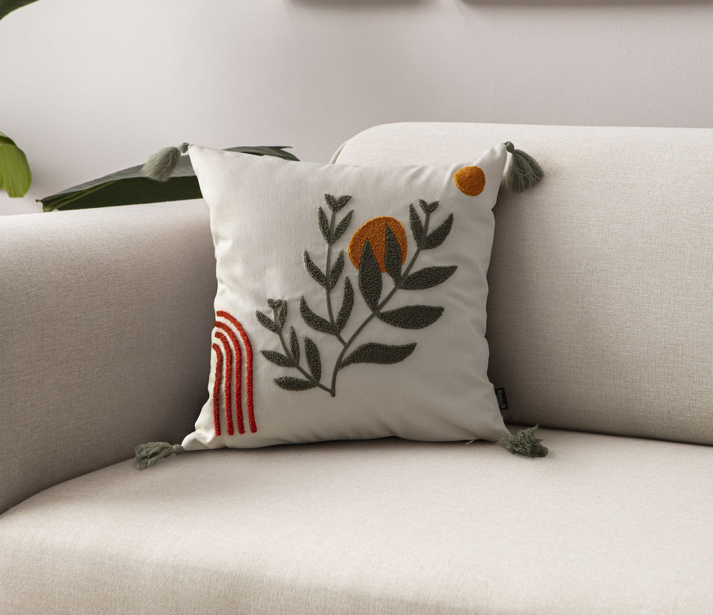 Comfort Punch Desenli Kırlent Kılıfı Kare Dekoratif Bohem Nakışlı Yastık Kılıfı