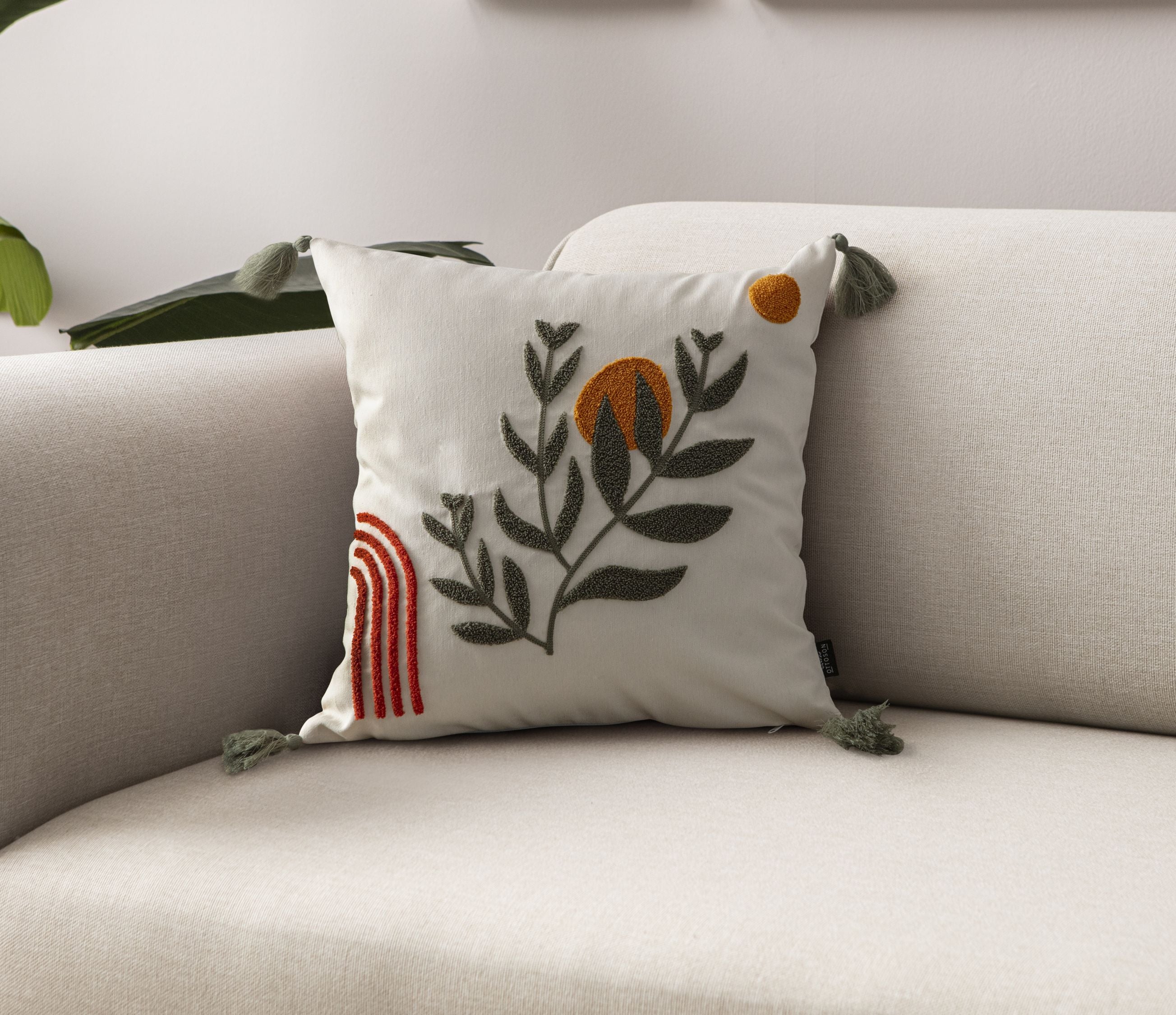 Comfort Punch Desenli Kırlent Kılıfı Kare Dekoratif Bohem Nakışlı Yastık Kılıfı