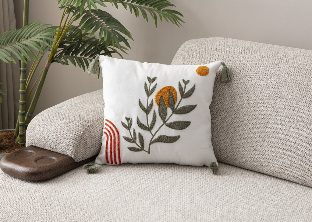 Comfort Punch Desenli Kırlent Kılıfı Kare Dekoratif Bohem Nakışlı Yastık Kılıfı