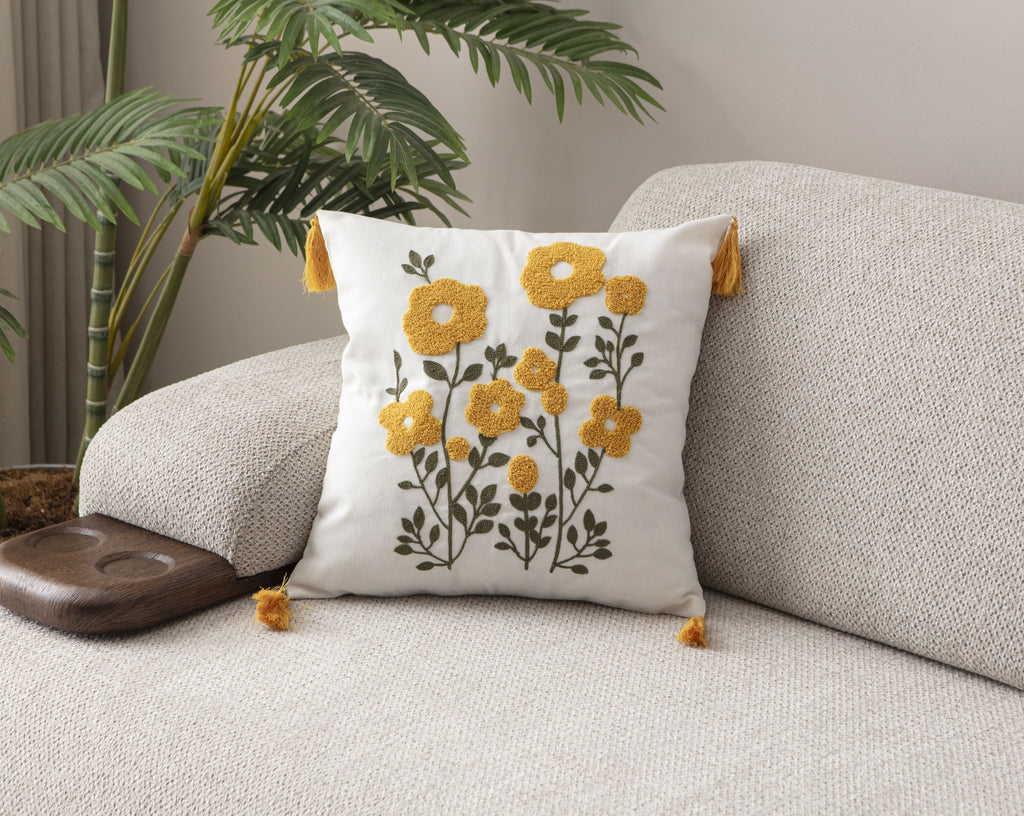 Comfort Punch Desenli Kırlent Kılıfı Kare Dekoratif Bohem Nakışlı Yastık Kılıfı