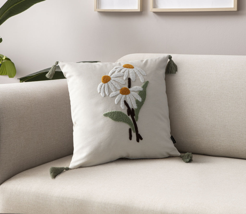 Comfort Punch Desenli Kırlent Kılıfı Kare Dekoratif Bohem Nakışlı Yastık Kılıfı