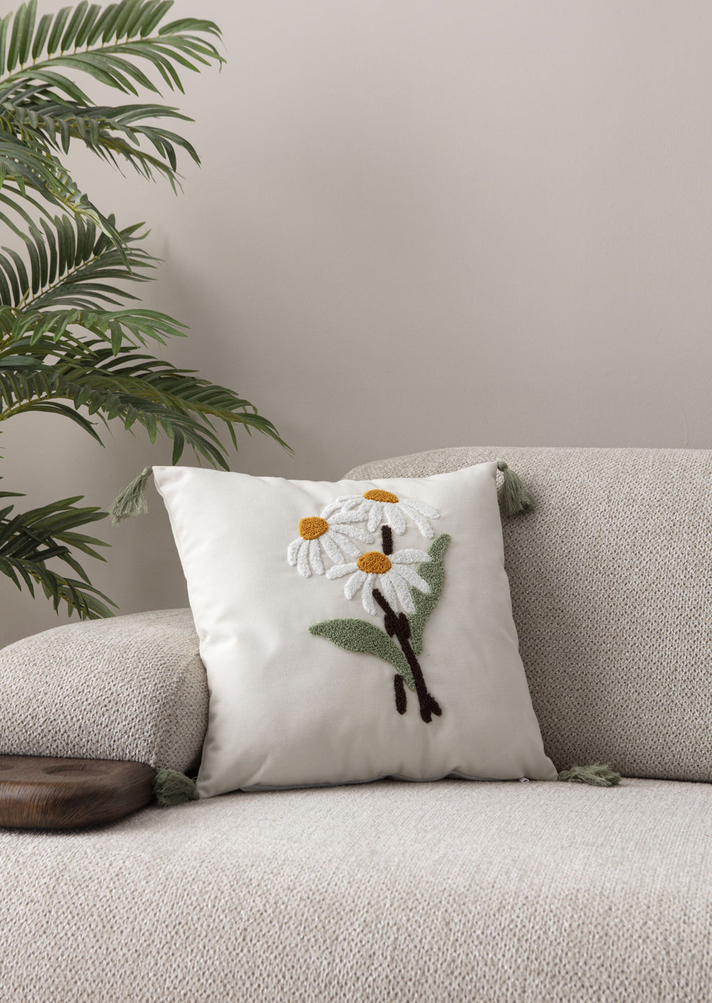 Comfort Punch Desenli Kırlent Kılıfı Kare Dekoratif Bohem Nakışlı Yastık Kılıfı