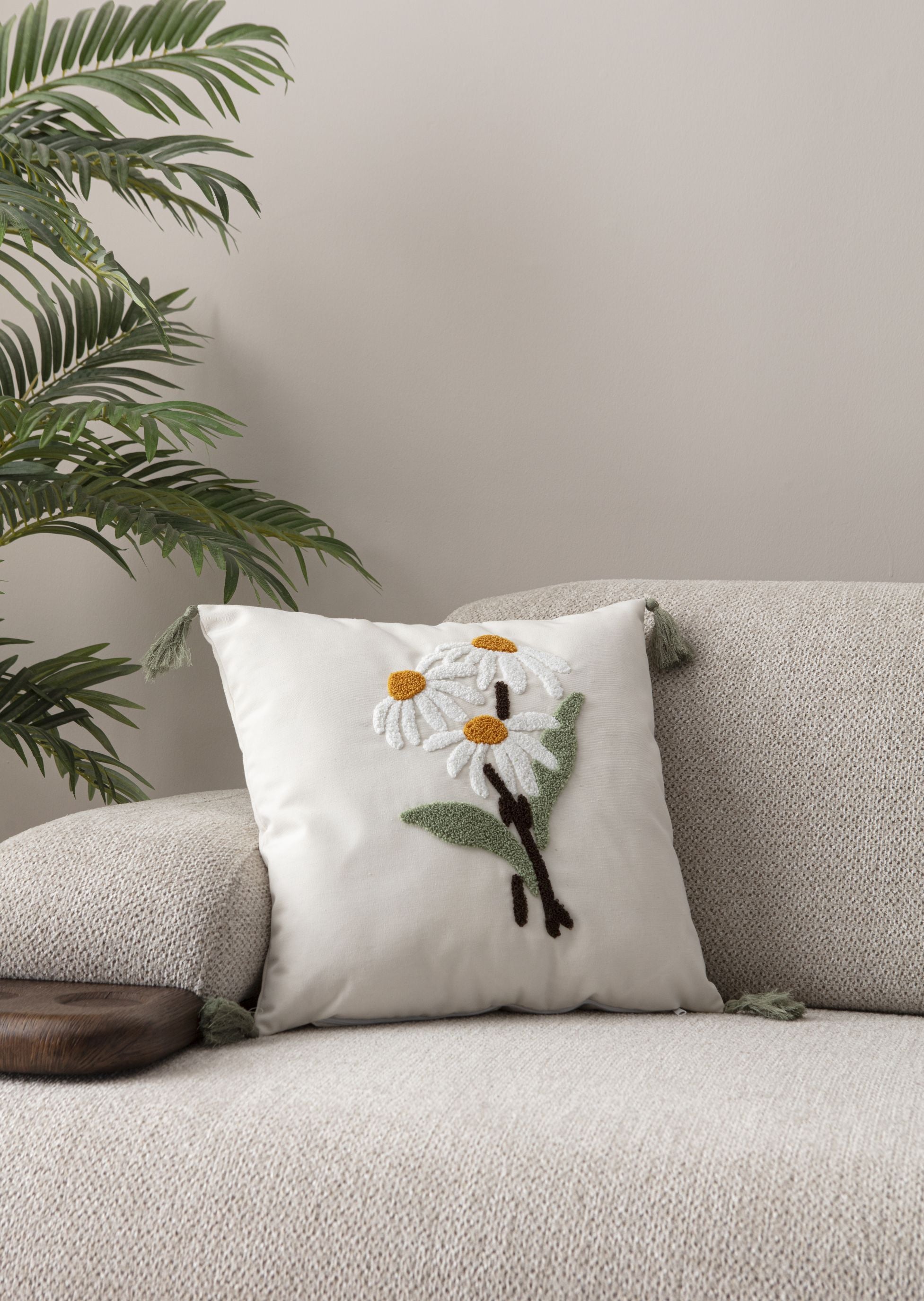 Comfort Punch Desenli Kırlent Kılıfı Kare Dekoratif Bohem Nakışlı Yastık Kılıfı