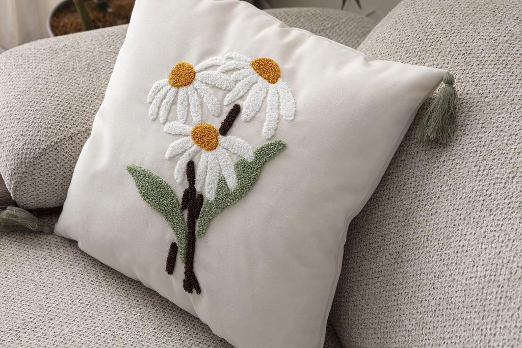 Comfort Punch Desenli Kırlent Kılıfı Kare Dekoratif Bohem Nakışlı Yastık Kılıfı