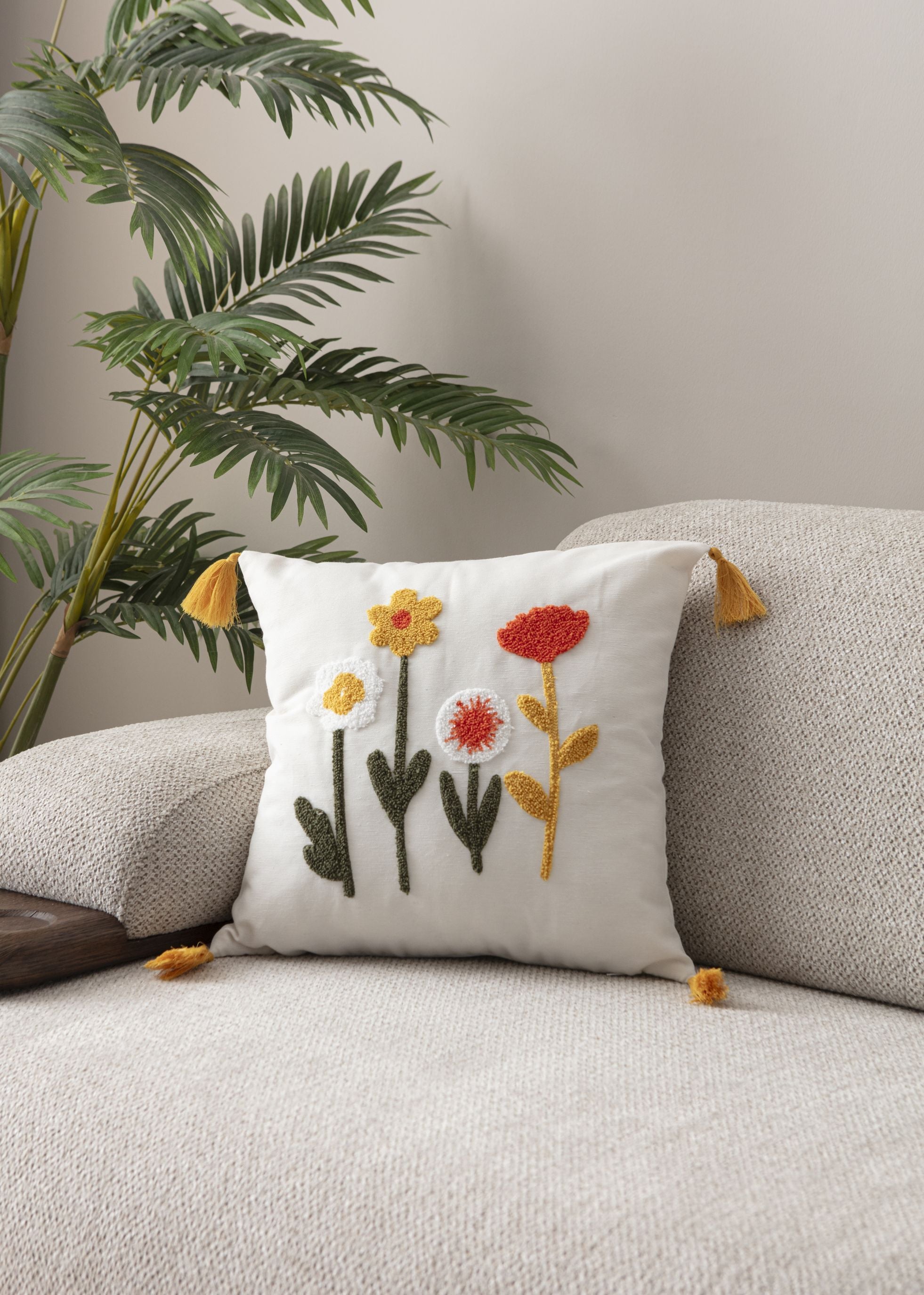 Comfort Punch Desenli Kırlent Kılıfı Kare Dekoratif Bohem Nakışlı Yastık Kılıfı