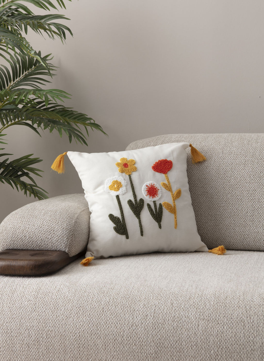 Comfort Punch Desenli Kırlent Kılıfı Kare Dekoratif Bohem Nakışlı Yastık Kılıfı