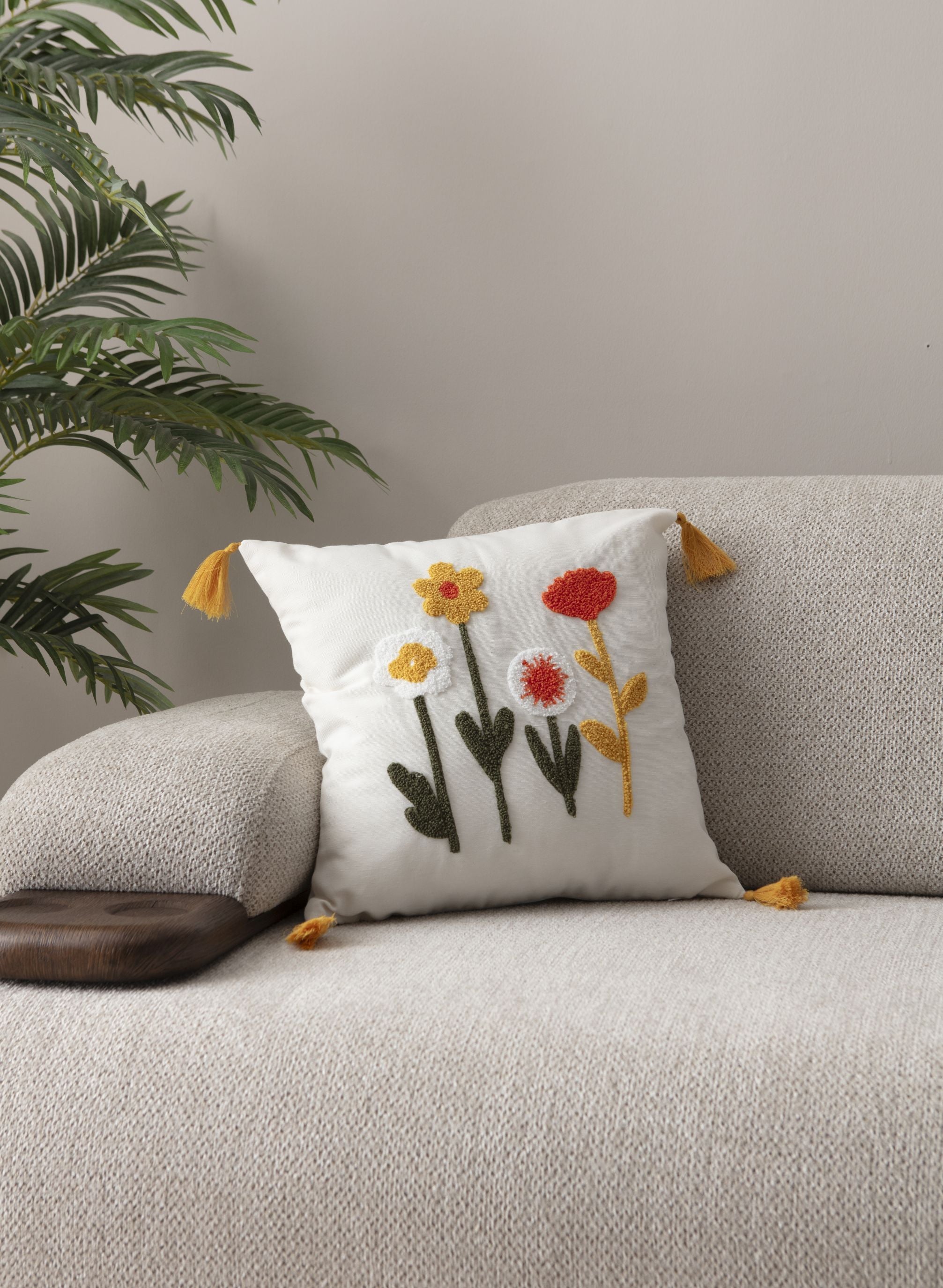 Comfort Punch Desenli Kırlent Kılıfı Kare Dekoratif Bohem Nakışlı Yastık Kılıfı