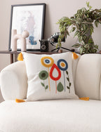 Comfort Punch Desenli Kırlent Kılıfı Kare Dekoratif Bohem Nakışlı Yastık Kılıfı