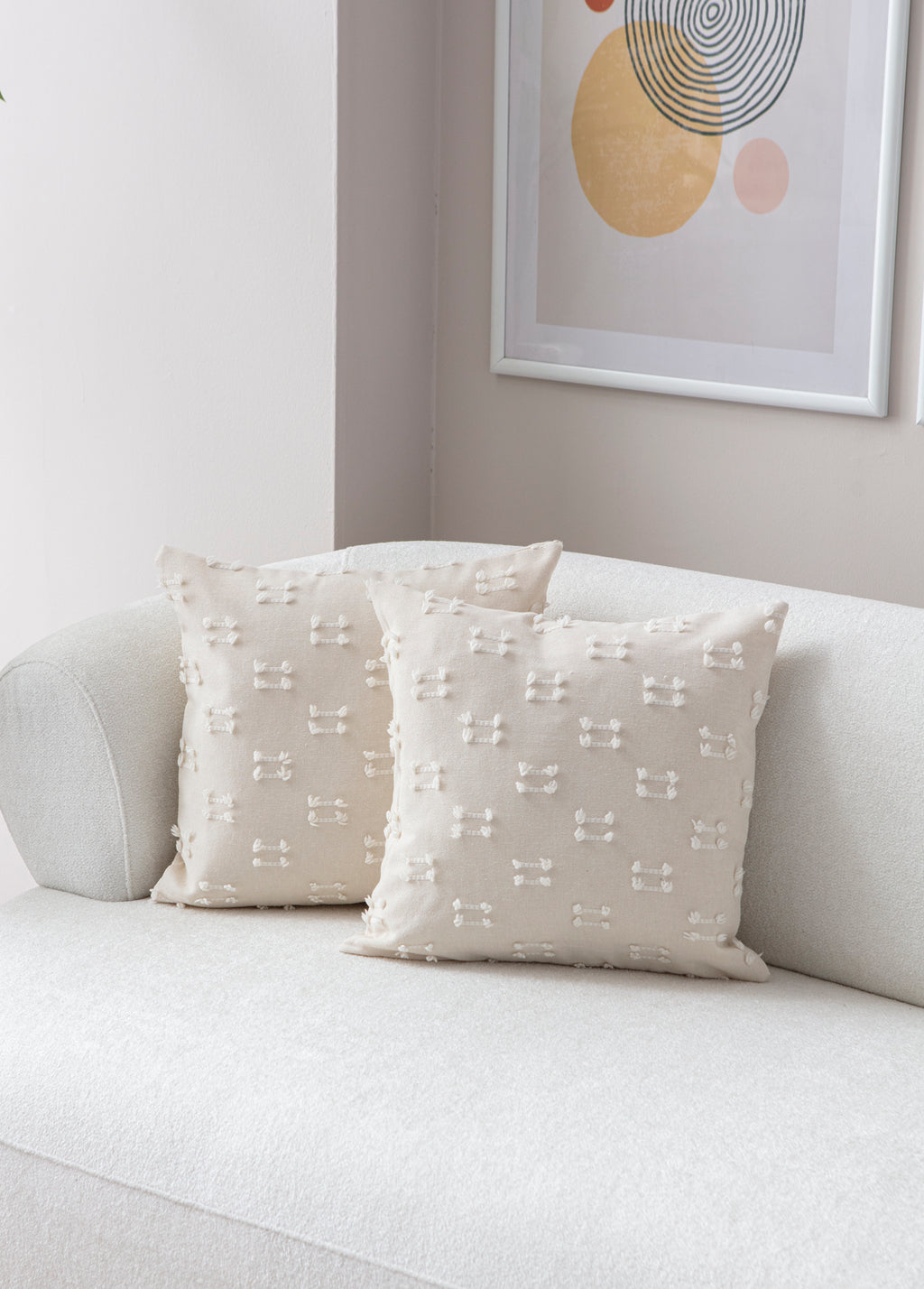 İkili Şerit Puantiyeli Kırlent Kılıfı - Puantiye Dokulu Dekoratif Yastık