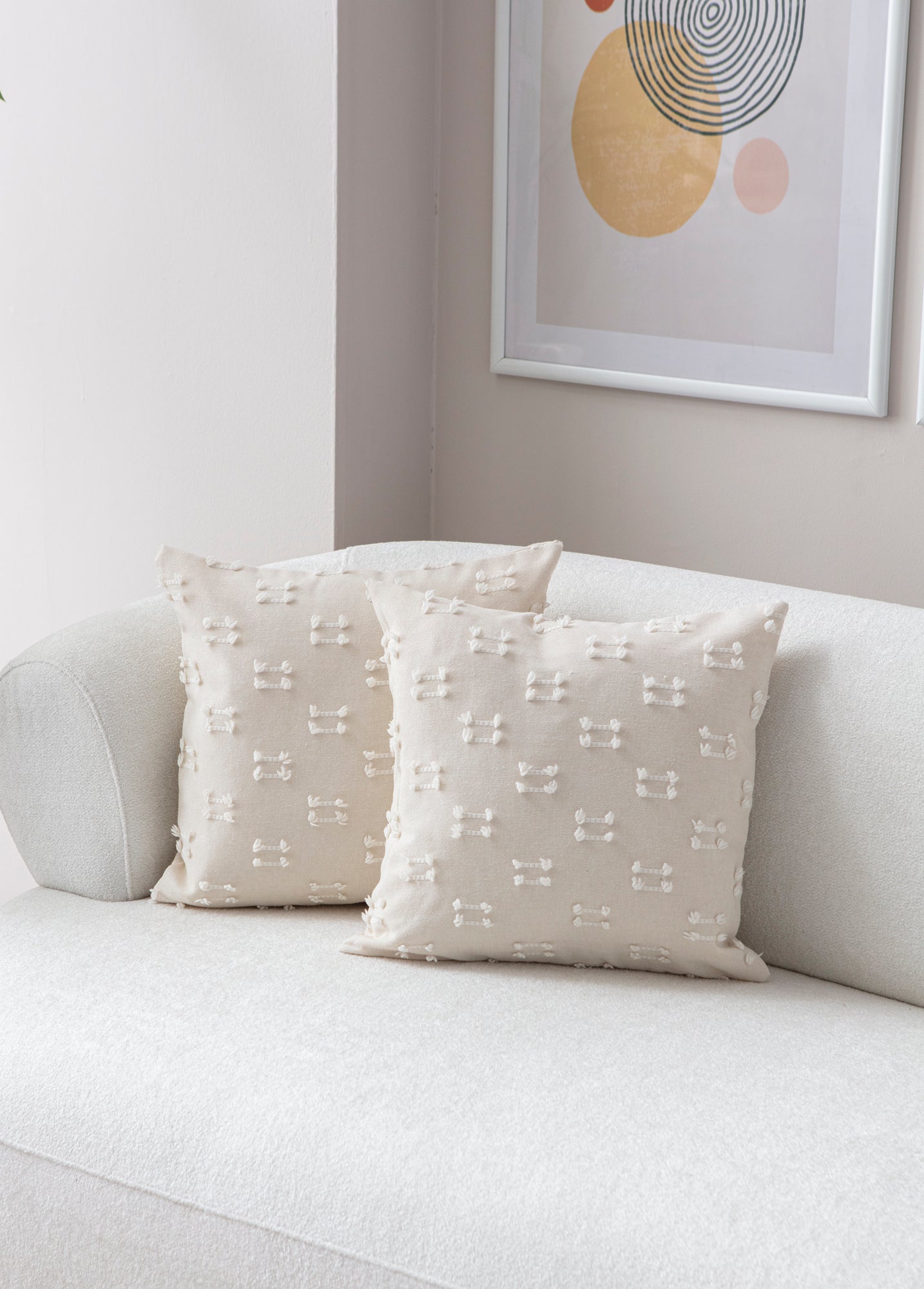 İkili Şerit Puantiyeli Kırlent Kılıfı - Puantiye Dokulu Dekoratif Yastık