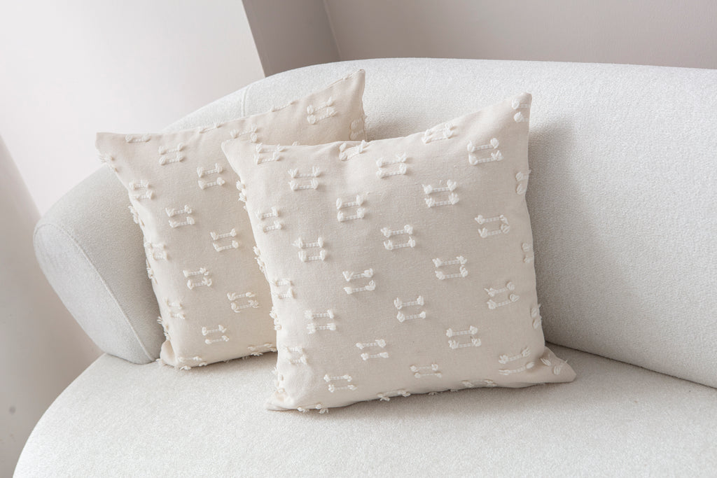 İkili Şerit Puantiyeli Kırlent Kılıfı - Puantiye Dokulu Dekoratif Yastık