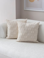 İkili Şerit Puantiyeli Kırlent Kılıfı - Puantiye Dokulu Dekoratif Yastık