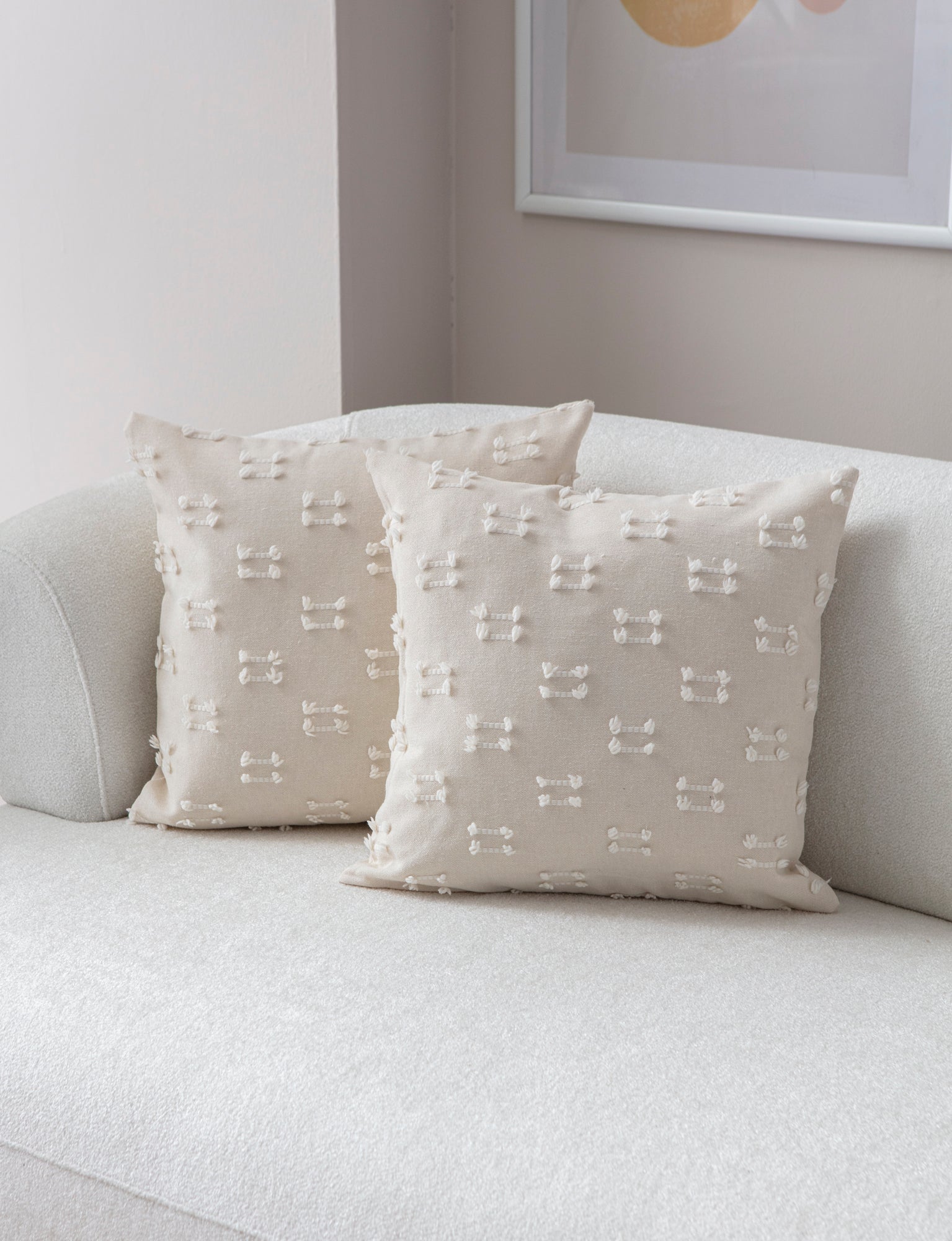 İkili Şerit Puantiyeli Kırlent Kılıfı - Puantiye Dokulu Dekoratif Yastık