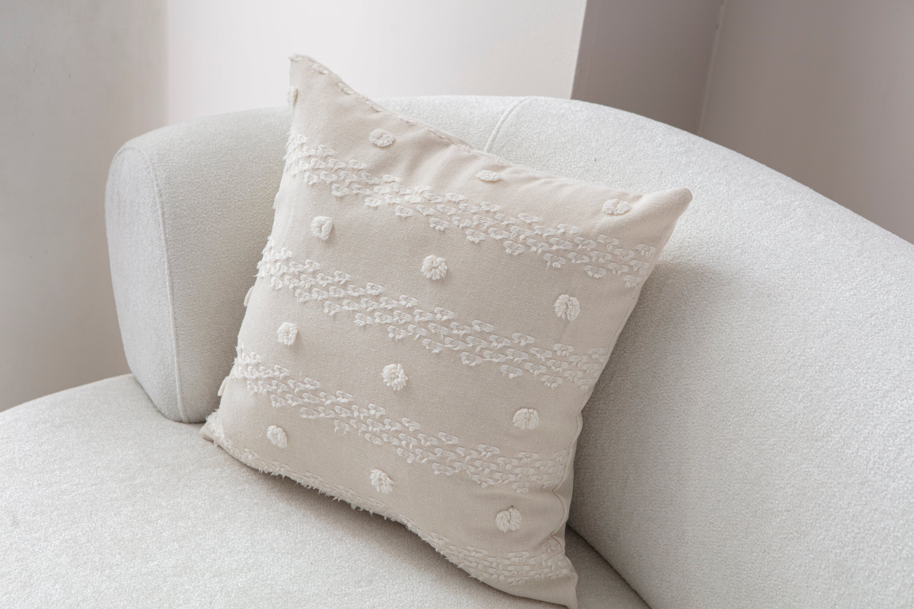 Şerit Puantiyeli Kırlent Kılıfı - Puantiye Dokulu Dekoratif Yastık