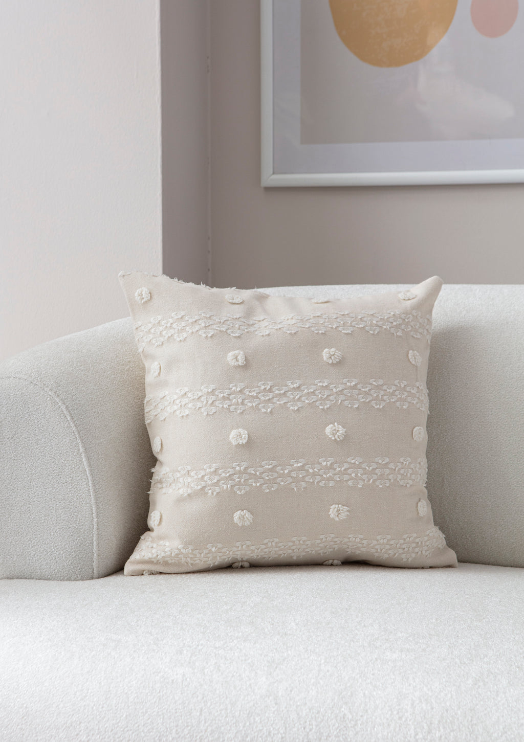 Şerit Puantiyeli Kırlent Kılıfı - Puantiye Dokulu Dekoratif Yastık