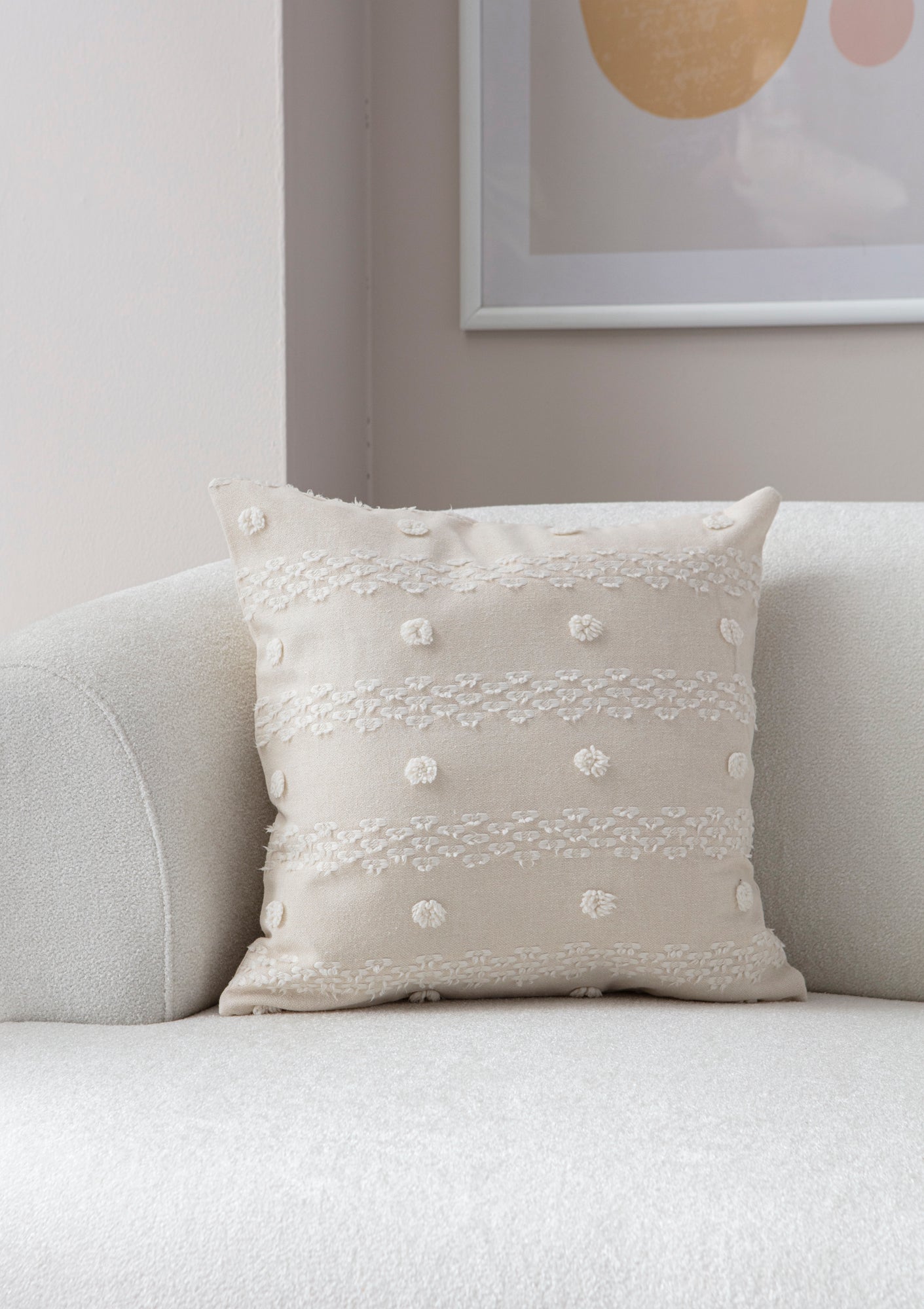 Şerit Puantiyeli Kırlent Kılıfı - Puantiye Dokulu Dekoratif Yastık