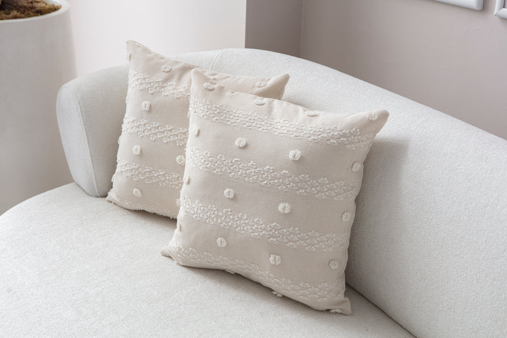 Şerit Puantiyeli Kırlent Kılıfı - Puantiye Dokulu Dekoratif Yastık