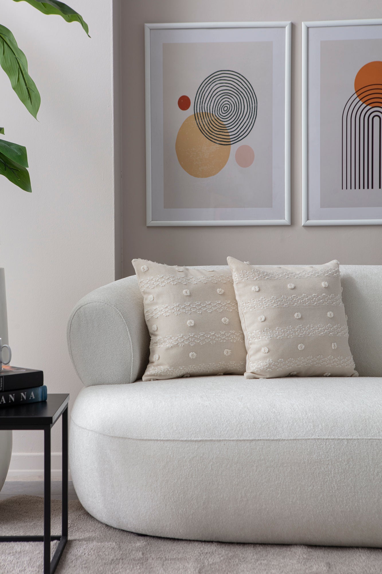 Şerit Puantiyeli Kırlent Kılıfı - Puantiye Dokulu Dekoratif Yastık