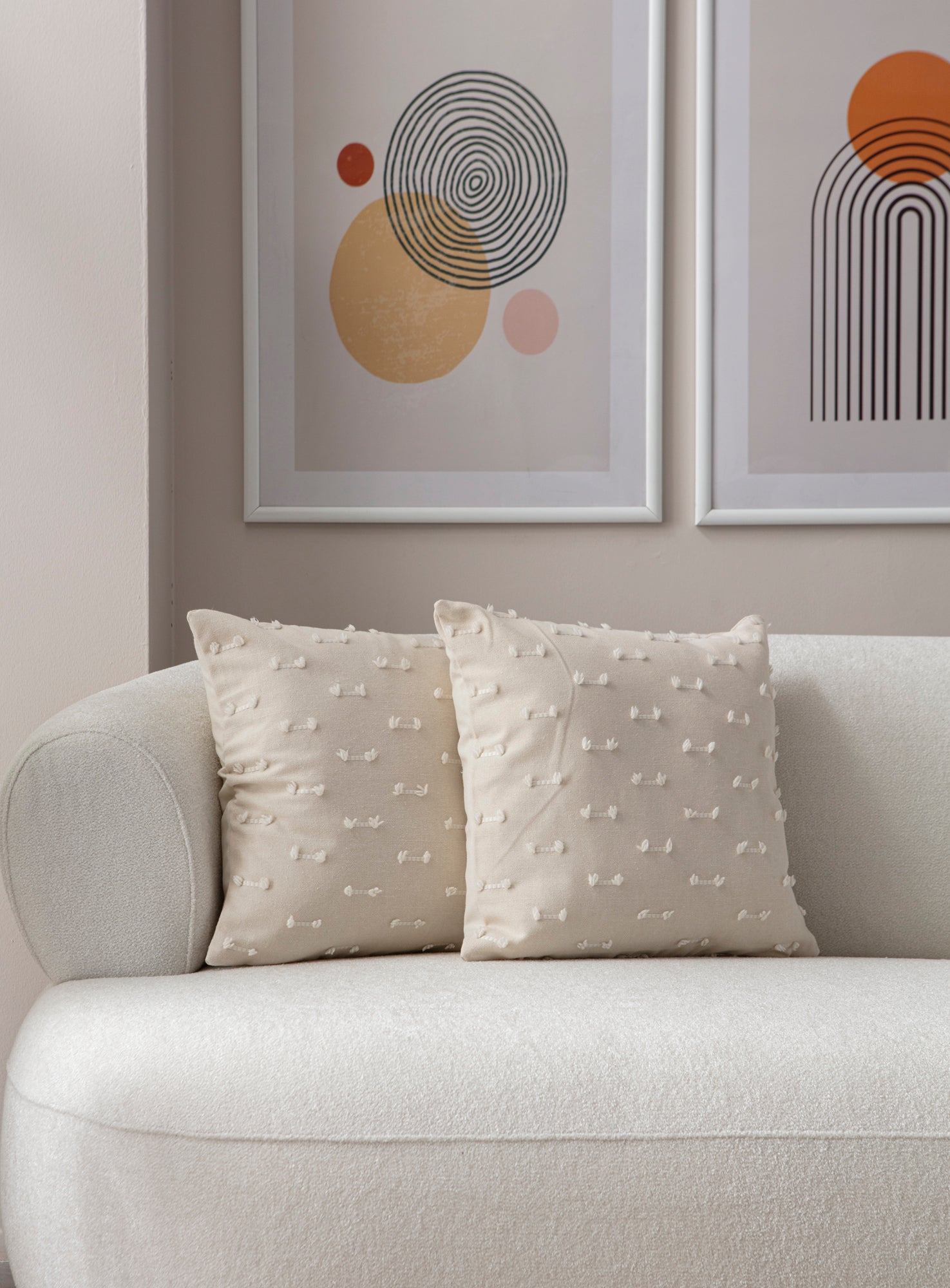 Tek Çizgi Puantiyeli Kırlent Kılıfı - Puantiye Dokulu Dekoratif Yastık