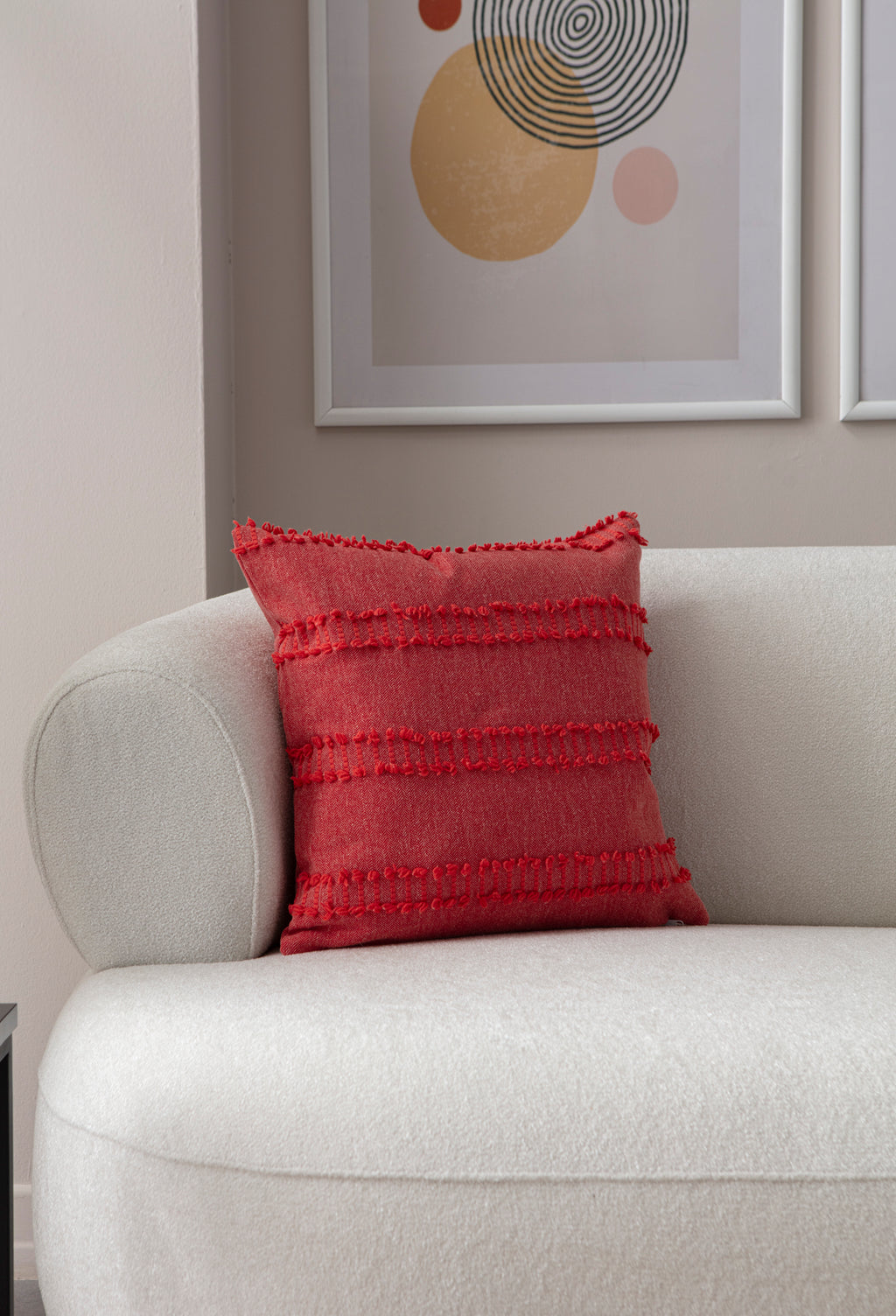 Kedi Merdiveni Puantiyeli Kırlent Kılıfı - Puantiye Dokulu Dekoratif Yastık