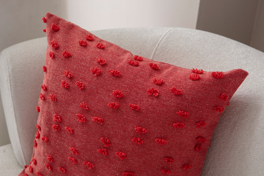 Puantiye çiçeği Kırlent Kılıfı - Puantiye Dokulu Dekoratif Yastık