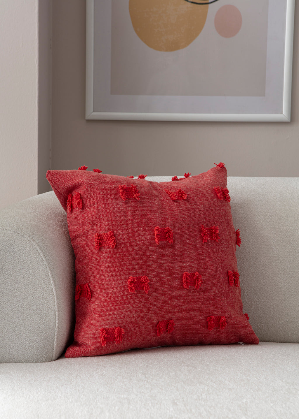 Fiyonk Puantiyeli Kırlent Kılıfı - Puantiye Dokulu Dekoratif Yastık