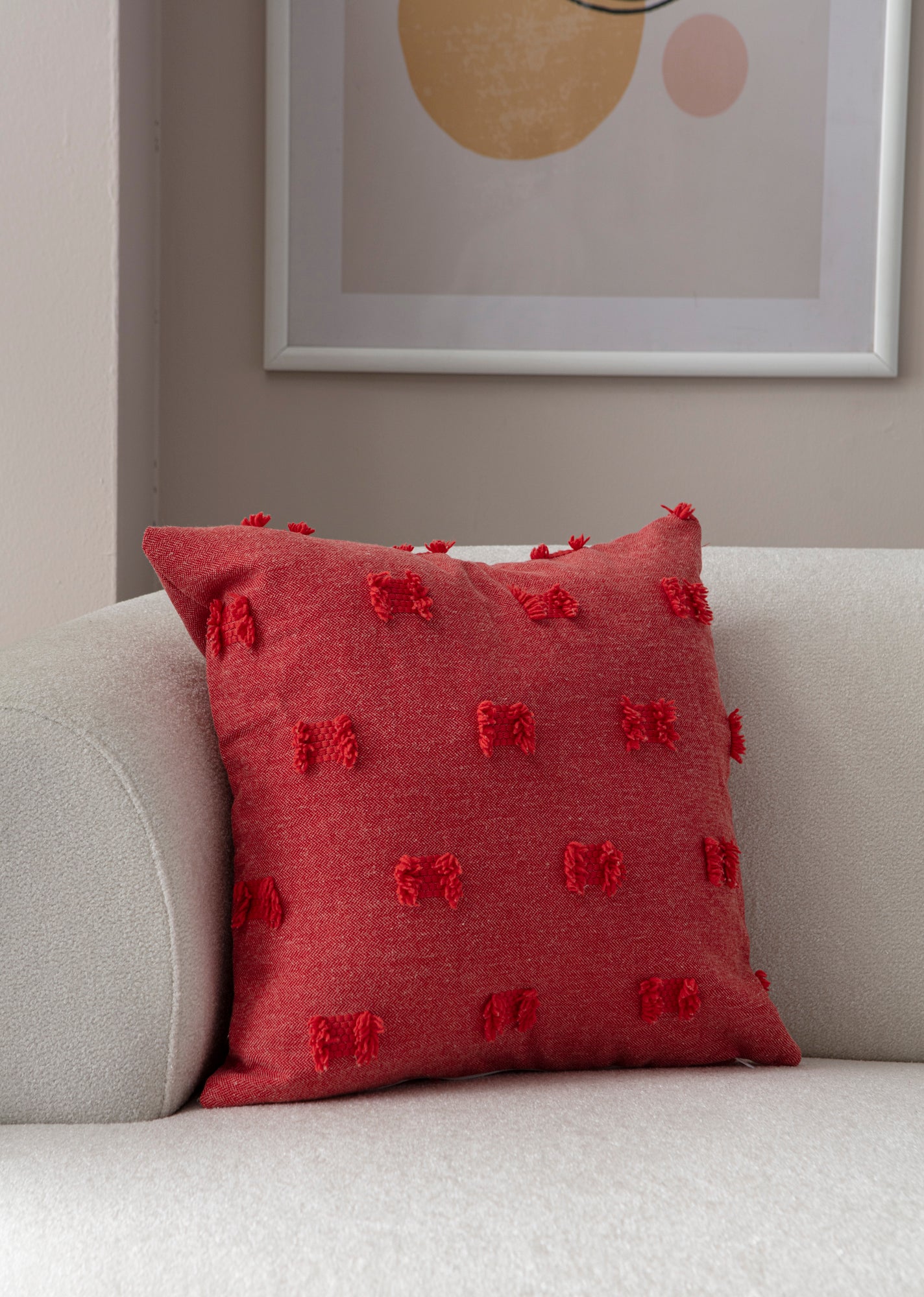 Fiyonk Puantiyeli Kırlent Kılıfı - Puantiye Dokulu Dekoratif Yastık