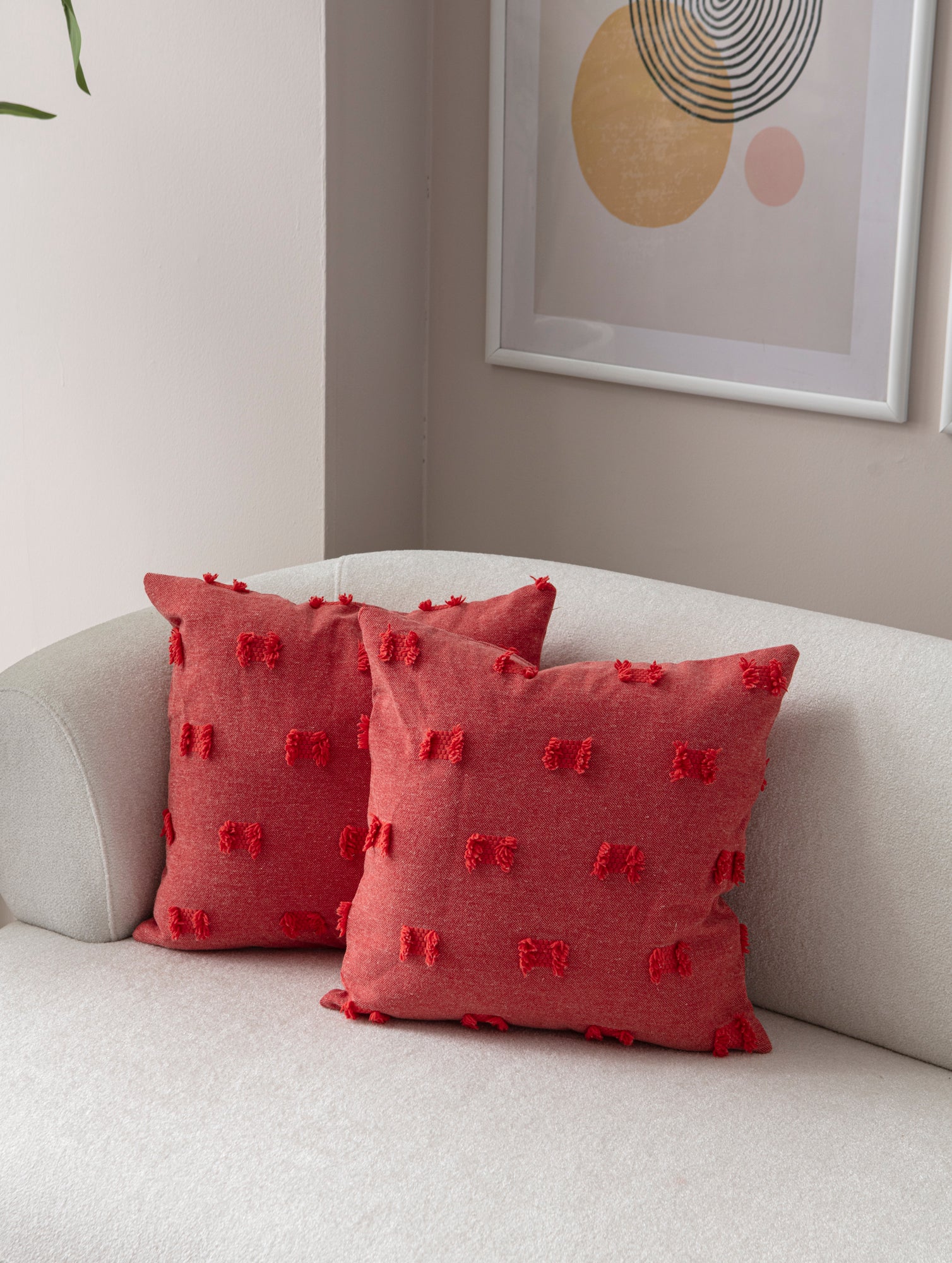 Fiyonk Puantiyeli Kırlent Kılıfı - Puantiye Dokulu Dekoratif Yastık