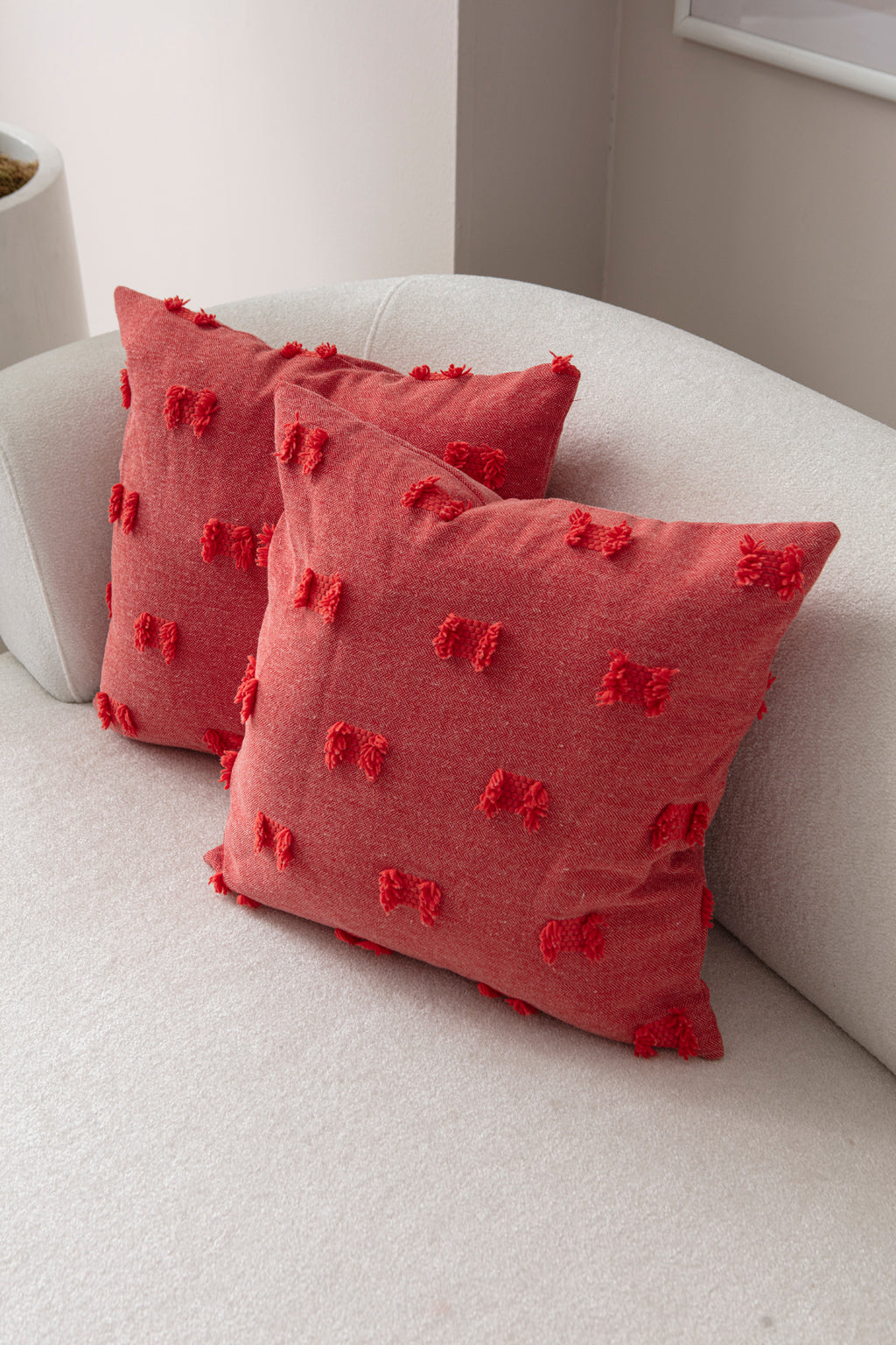 Fiyonk Puantiyeli Kırlent Kılıfı - Puantiye Dokulu Dekoratif Yastık