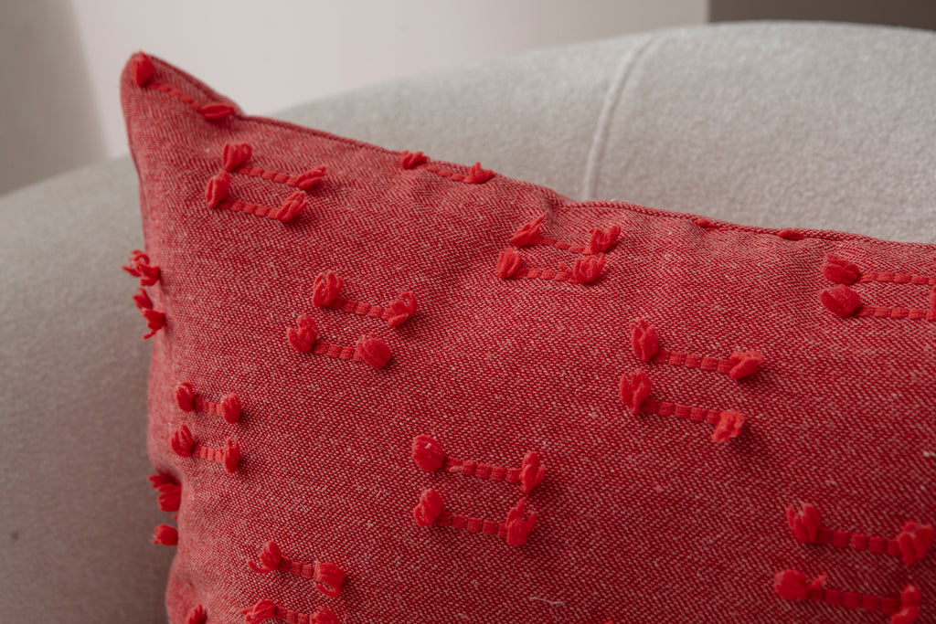 İkili Şerit Puantiyeli Kırlent Kılıfı - Puantiye Dokulu Dekoratif Yastık