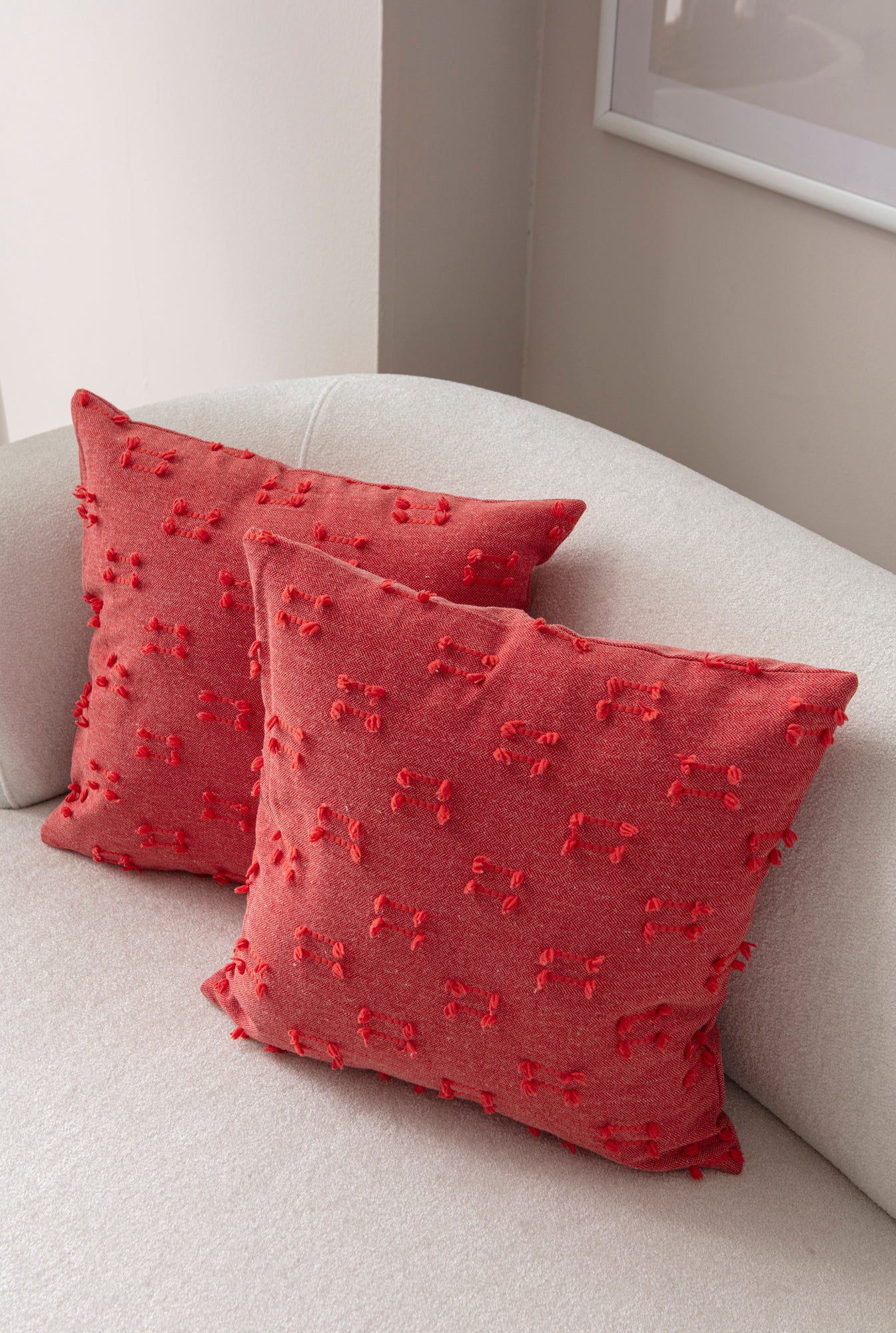 İkili Şerit Puantiyeli Kırlent Kılıfı - Puantiye Dokulu Dekoratif Yastık