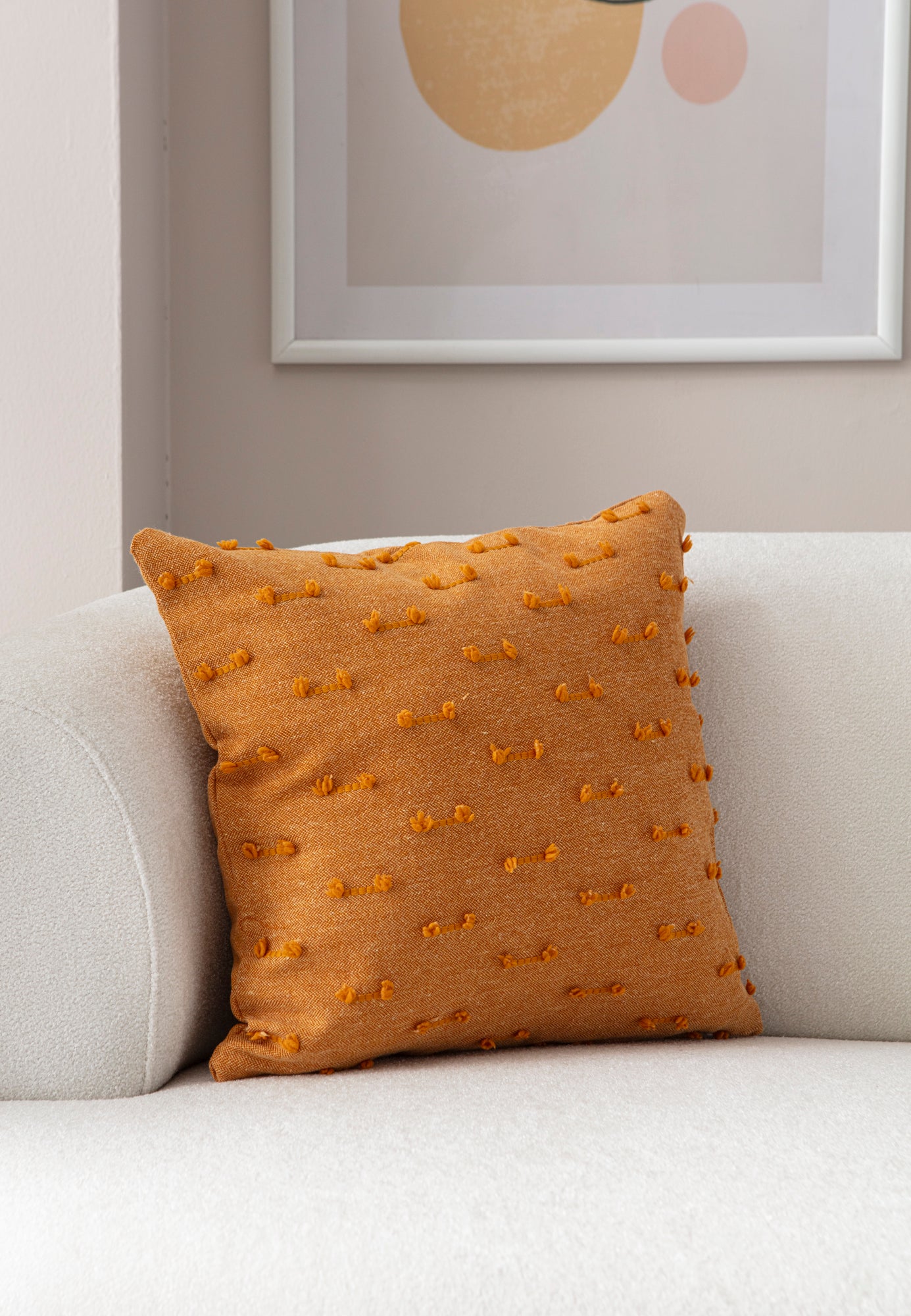 Tek Çizgi Puantiyeli Kırlent Kılıfı - Puantiye Dokulu Dekoratif Yastık