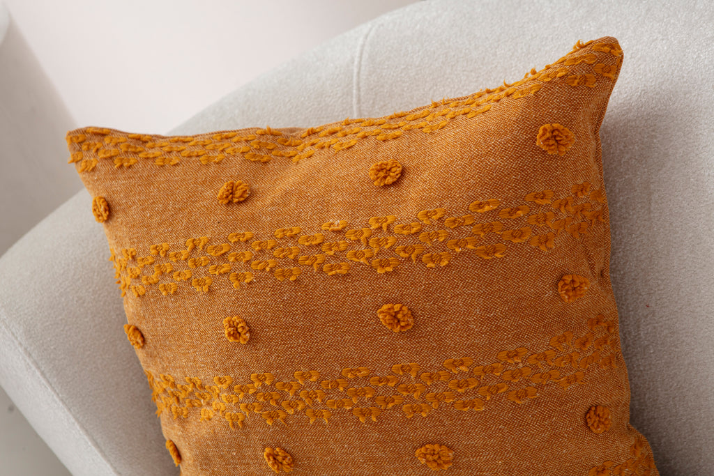 Şerit Puantiyeli Kırlent Kılıfı - Puantiye Dokulu Dekoratif Yastık