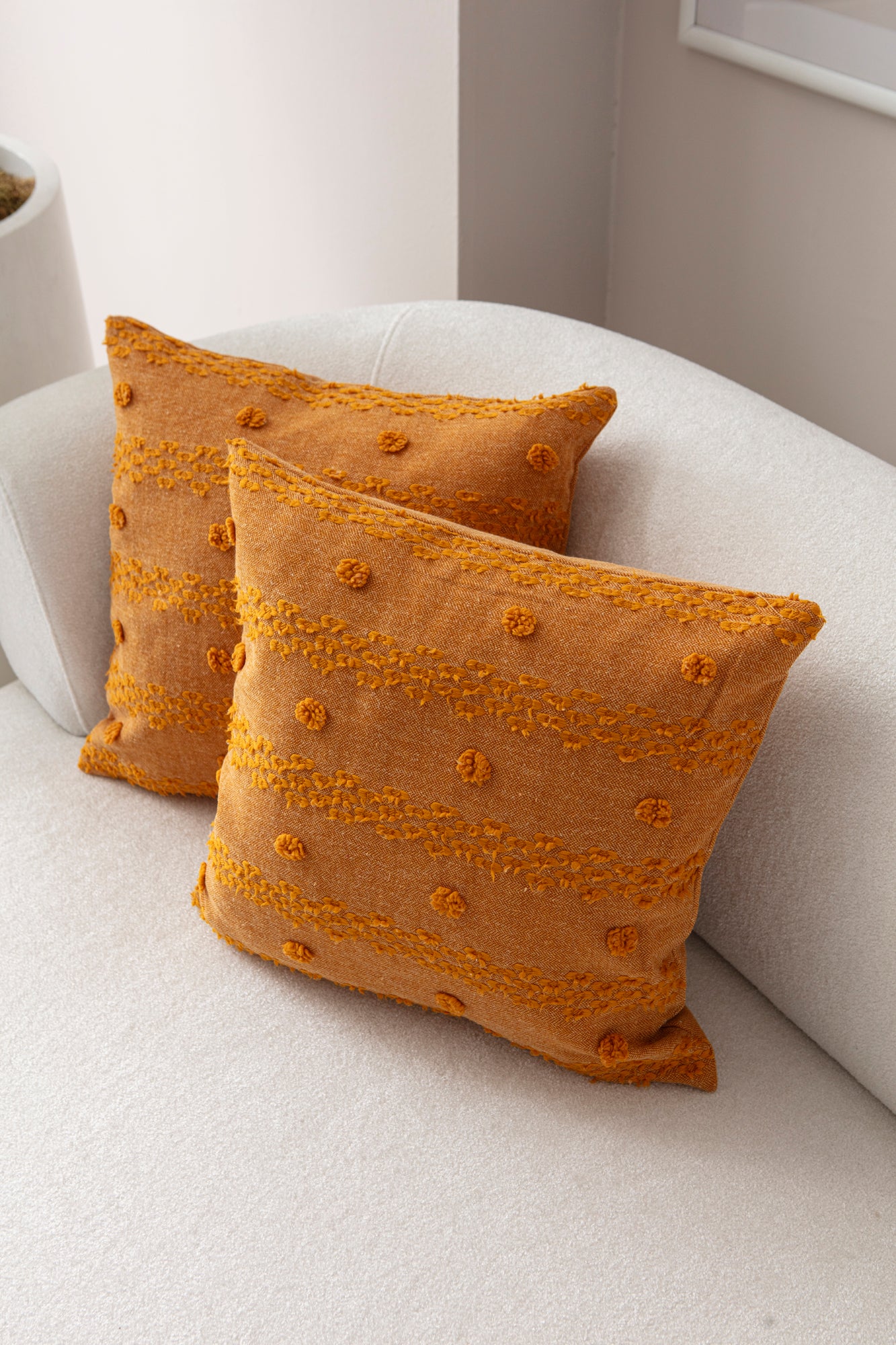 Şerit Puantiyeli Kırlent Kılıfı - Puantiye Dokulu Dekoratif Yastık