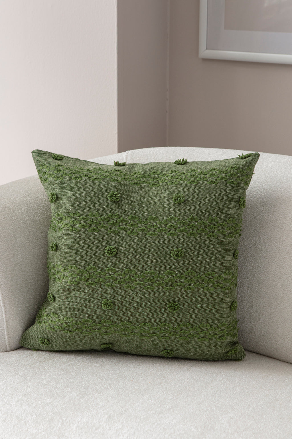 Şerit Puantiyeli Kırlent Kılıfı - Puantiye Dokulu Dekoratif Yastık