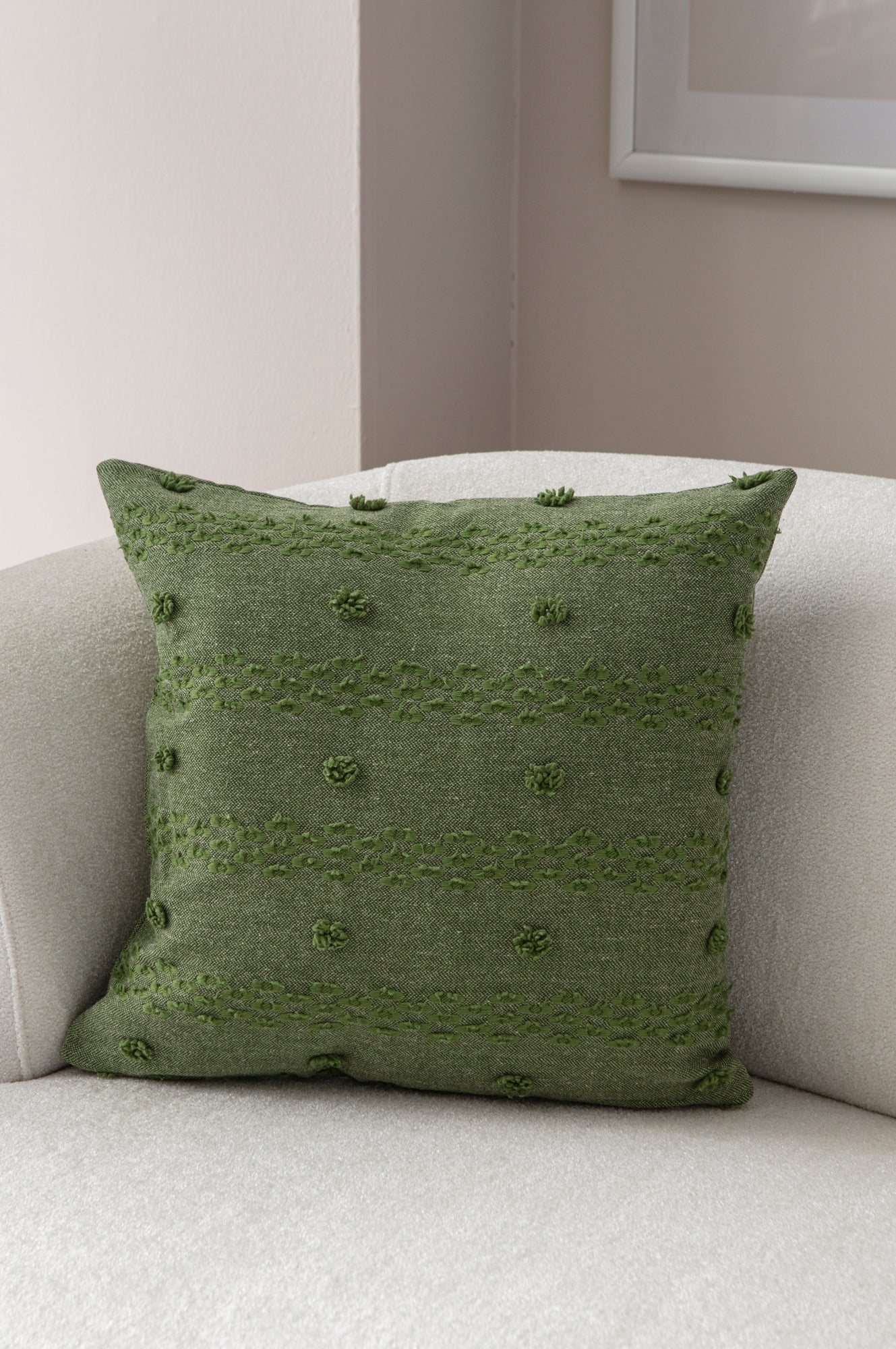 Şerit Puantiyeli Kırlent Kılıfı - Puantiye Dokulu Dekoratif Yastık